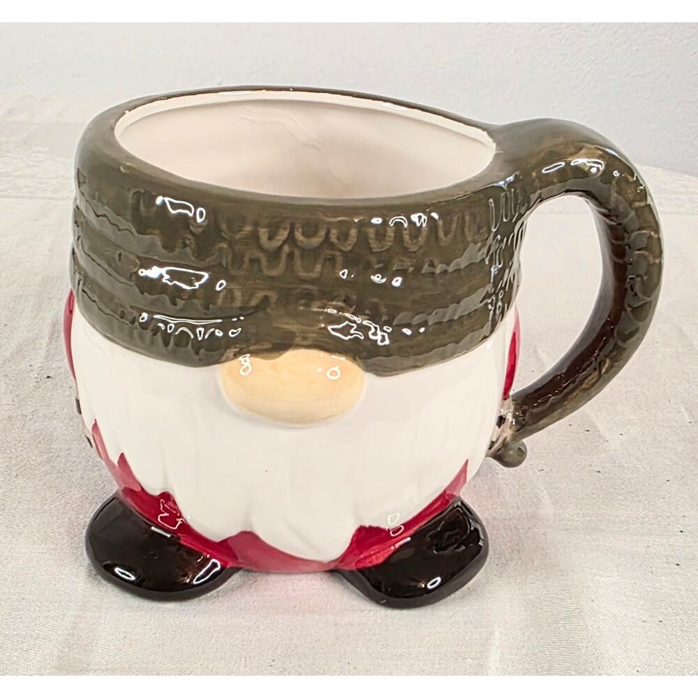 Sleigh Bell Bistro Gnome Santa Mug X-Large 24 oz. 4" Tall 4" Diameter Crazing